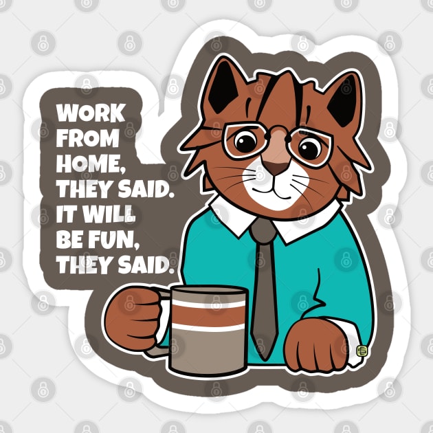 Work From Home Office Cat Sticker by Sue Cervenka